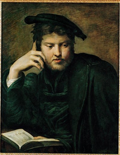 Man met boek, vroeg werk ... door Parmigianino (1503 40)