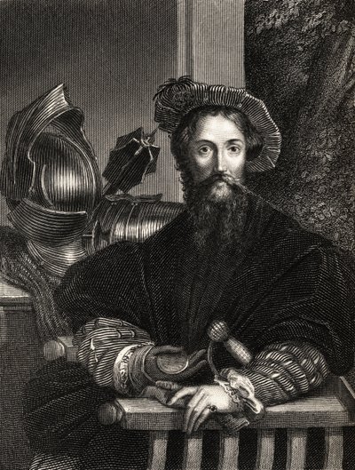 Christoffel Columbus (1451-1506) (gravure) door Parmigianino