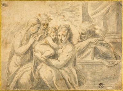Heilige Familie met Maria Magdalena en mannelijke heilige door Parmigianino