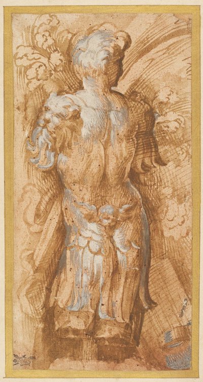 Mannelijke torso in harnas van achteren gezien: studie voor de decoratie van de onderzijde in San Giovanni Evangelista door Parmigianino