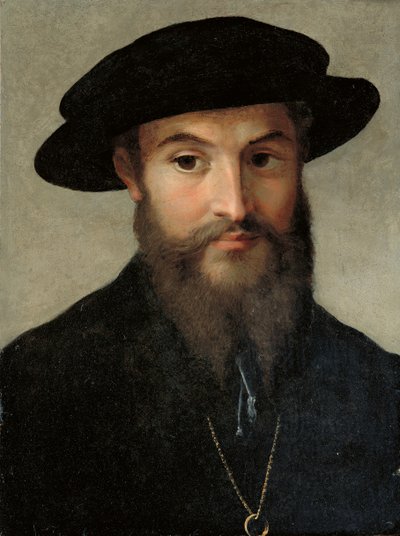 Portret van een bebaarde man door Parmigianino