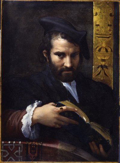 Portret van een man met een boek, ca. 1524 door Parmigianino