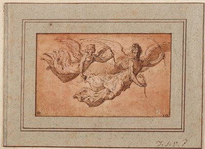 Twee studies voor de figuur van de Overwinning door Parmigianino