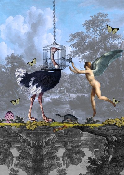 Surrealistische struisvogel-engel-droom door Pascal Bouchet-Spiegel
