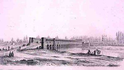 Allah Verdi Khan Brug, in Isfahan, uit 