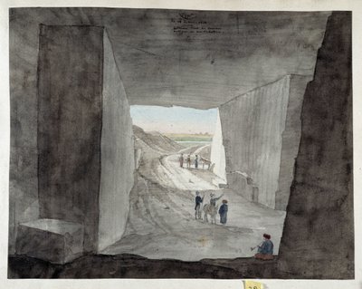 Egypte. Interieurzicht van een steengroeve op de berg Kattan door Pascal Xavier (after) Coste
