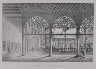 Uitzicht op het interieur van het Dervish Klooster in Caïro, uit 