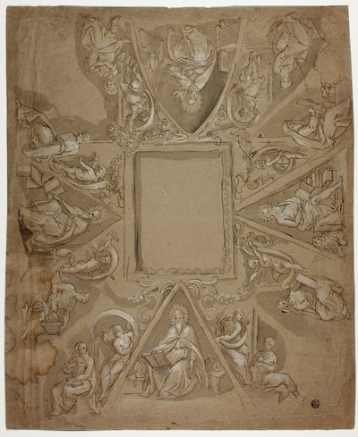Plafonddecoratie met Vier Kerkvaders, Sibyllen en Profeten door Pasquale Cati