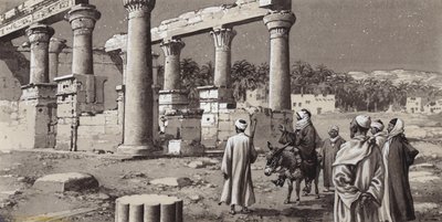 Een verwoeste tempel in Egypte (gouache op papier) door Pat (1907-95) Nicolle
