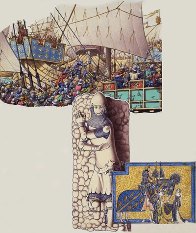 Slag bij Sluys door Pat (1907-95) Nicolle
