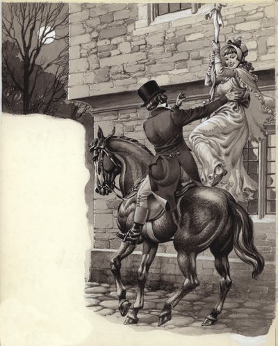 John Peel en Mary White elope naar Gretna Green (gouache op papier) door Pat (1907-95) Nicolle