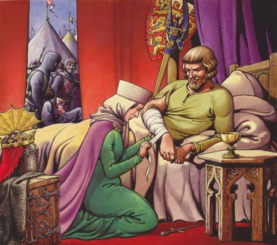 Koning Edward I, de krijgerkoning (gouache op papier) door Pat (1907-95) Nicolle