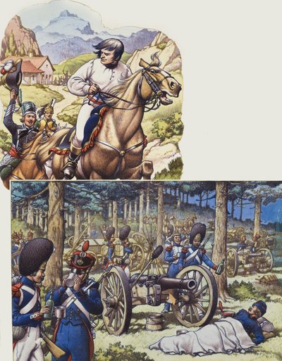 Napoleon en Napoleons keizerlijke garde (gouache op papier) door Pat (1907-95) Nicolle