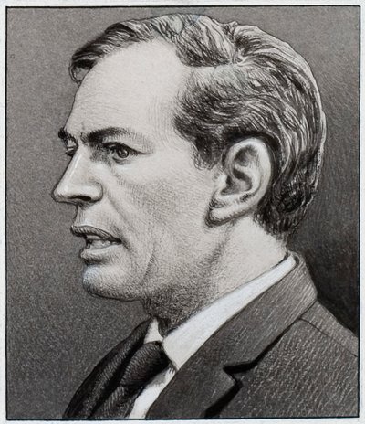 Professor Christiaan Barnard (gouache op papier) door Pat (1907-95) Nicolle