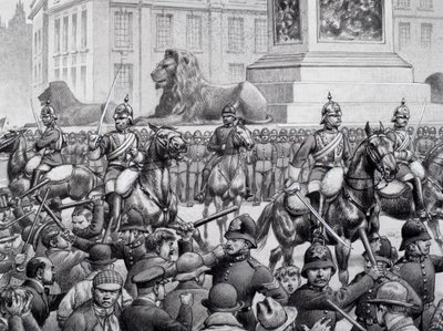Protesten op Trafalgar Square door de armen van Londen door Pat (1907-95) Nicolle