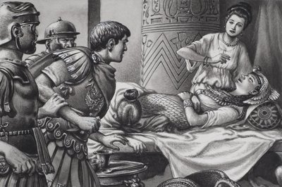 De dood van Cleopatra (69-30 v.Chr.) (gouache op papier) door Pat (1907-95) Nicolle