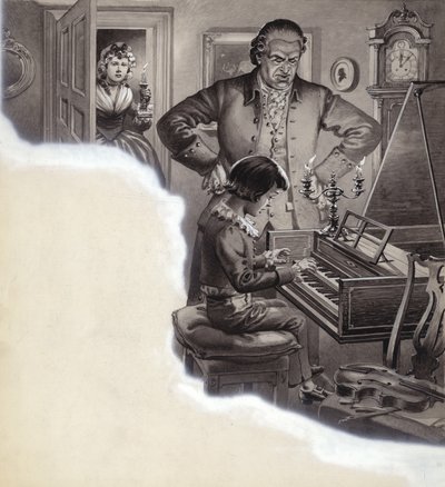De jonge Ludwig van Beethoven (gouache op papier) door Pat (1907-95) Nicolle
