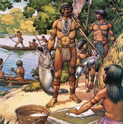 Amazone-indianen door Pat (1907-95) Nicolle