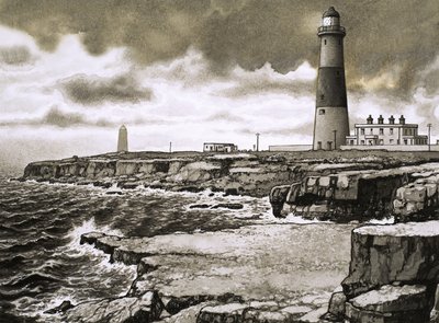 Beroemde Britse landtongen: Portland Bill door Pat (1907-95) Nicolle
