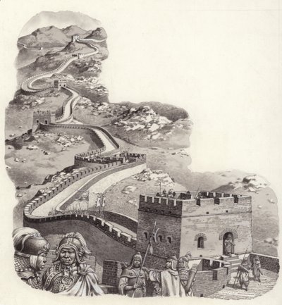 De Chinese Muur (gouache op papier) door Pat (1907-95) Nicolle