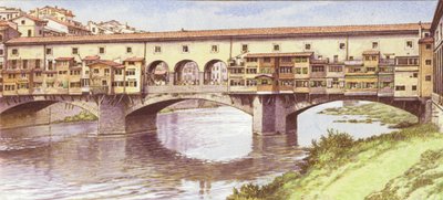 De Ponte Vecchio zoals hij was in de jaren 1970 (gouache op papier) door Pat (1907-95) Nicolle