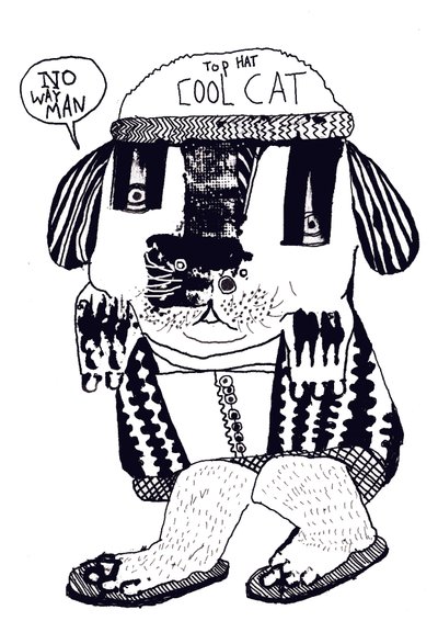 Coole kat, 2014 (inkt en olie) door Pat Macdonald