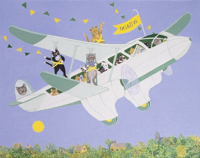 Cat Air Show (acryl op doek) door Pat Scott