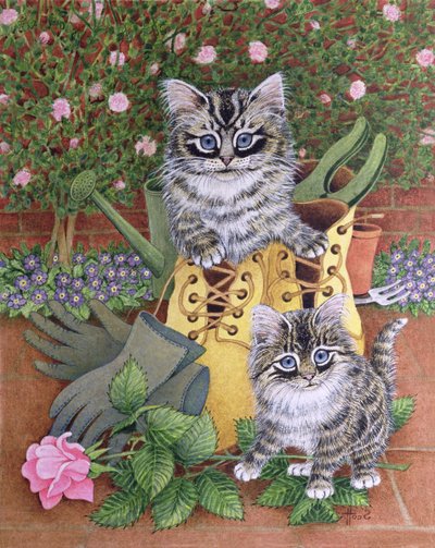 Tuinhulpen (olieverf op doek) door Pat Scott