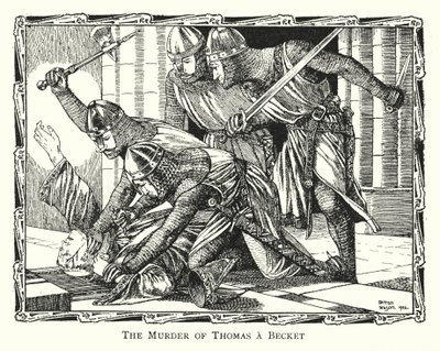 De moord op Thomas Becket (litho) door Patten (after) Wilson
