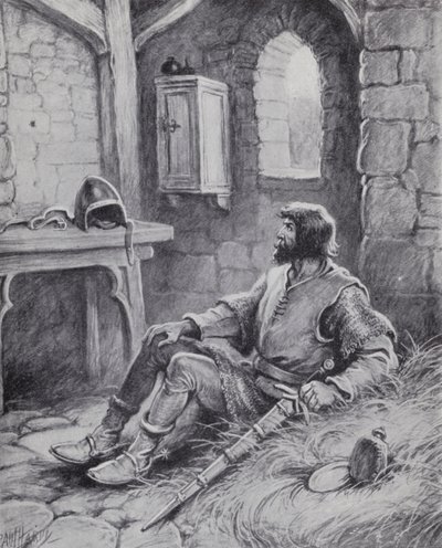 Robert the Bruce met de spin die hem inspireerde om opnieuw te proberen de Engelsen te verslaan (litho) door Paul (after) Hardy