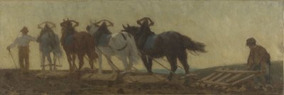 Geschiedenis van het graan: ploegen, zaaien, eggen: Schets voor de tekensaal van de school aan de rue Dombasle door Paul Albert Baudouin
