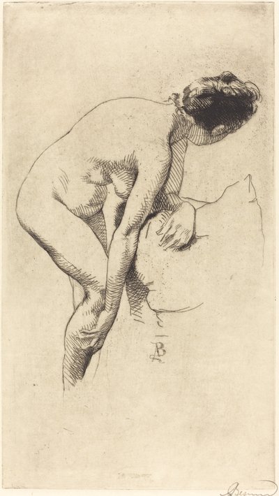 Naakt houdt haar been vast door Paul Albert Besnard