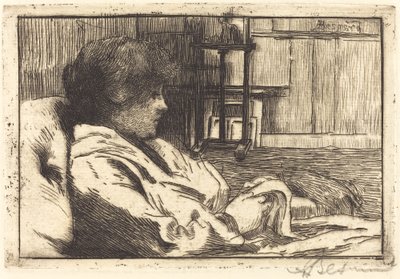 Vrouw Lezend in het Atelier door Paul Albert Besnard