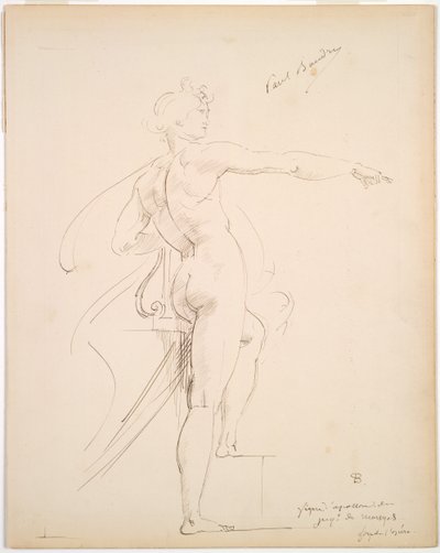 Studie van Apollo voor Marsyas (recto) door Paul Baudry