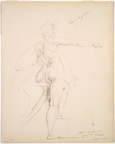 Studie van Apollo voor Marsyas recto, Gezicht in profiel verso door Paul Baudry