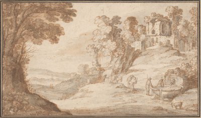 Klassiek Landschap met een Fontein door Paul Bril