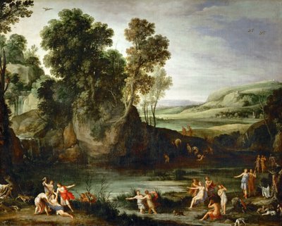 Frans:  Diane découvrant la grossesse de Callisto Landschap met Diana die de zwangerschap van Callisto ontdekt door Paul Bril