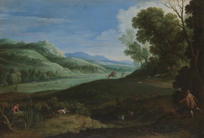 Landschap met Jagers door Paul Bril