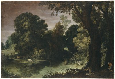 Boslandschap met eendenjacht door Paul Bril