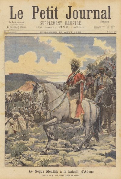 De Negus Menelik bij de slag van Adwa door Paul Buffet