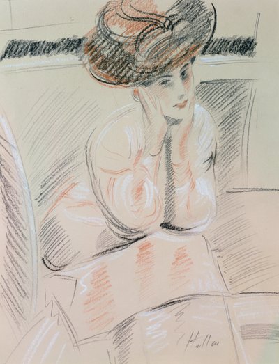 Portret van een dame door Paul Cesar Helleu