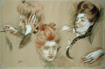 Studie van vrouwen door Paul Cesar Helleu