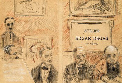 De veilingmeesters bij de verkoop van het atelier van Edgar Degas in december 1918 door Paul Cesar Helleu