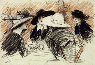 Vos Chapeux: Dames in het Ritz, New York door Paul Cesar Helleu