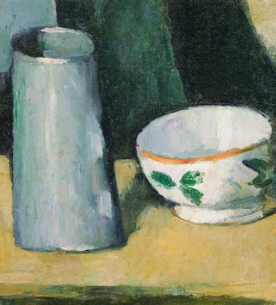 Stilleven met kom en melkkan door Paul Cézanne