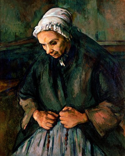 Oude vrouw met de rozenkrans. Schilderij door Paul Cezanne (1839-1906) 1896. Londen, National Gallery door Paul Cézanne