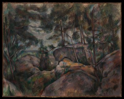 Rotsen bij Fontainebleau door Paul Cézanne