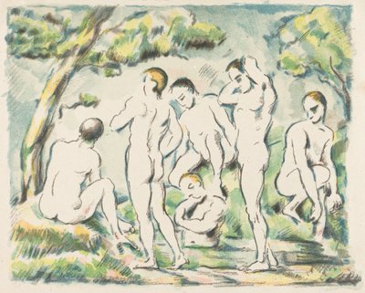 De baders (kleine plaat) door Paul Cézanne