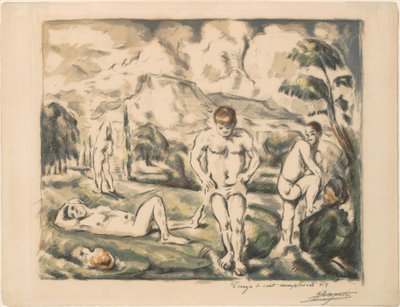 De grote baders (Les Baigneurs) door Paul Cézanne