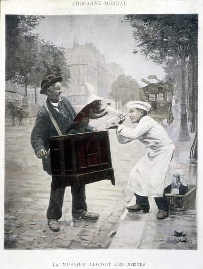 Muziek verzacht de zeden, schilderij door Chocarne-Moreau, ca. 1900 door Paul Charles Chocarne Moreau